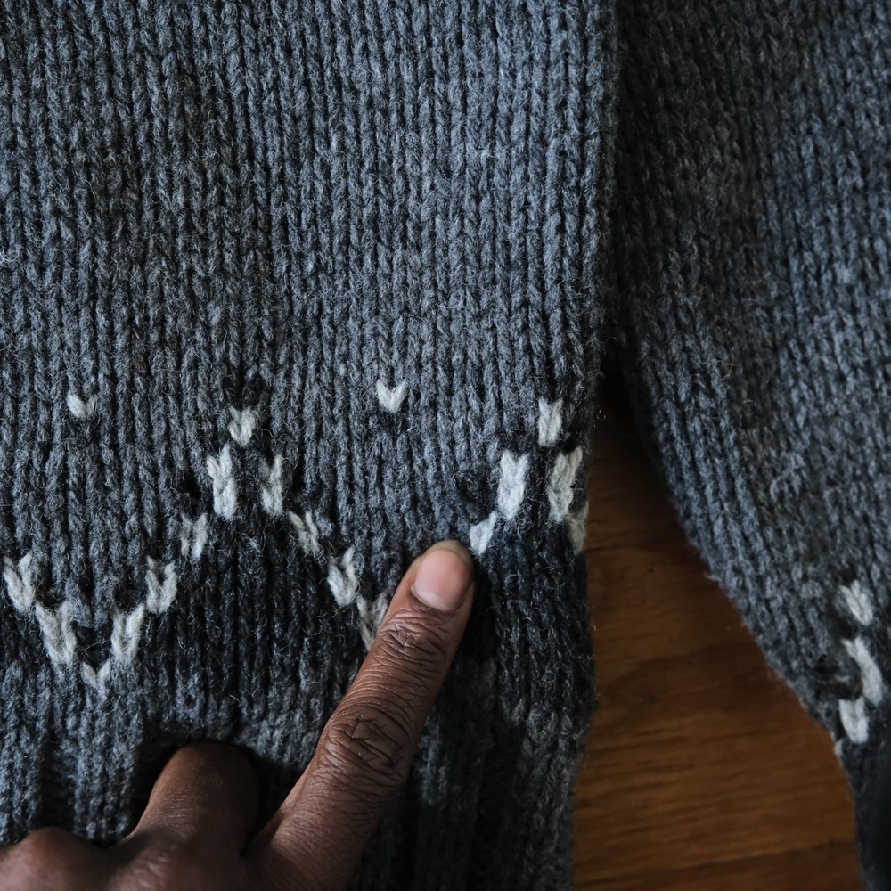 Nudie Jeans Turtleneck Gray Fair Isle Nordic Wool Winter Large Sweater - Picture 4 of 8